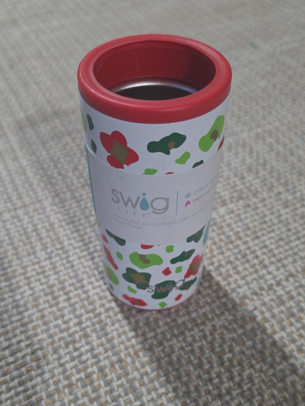 Swig Life Red & Green Patterned Stainless Travel Tumbler